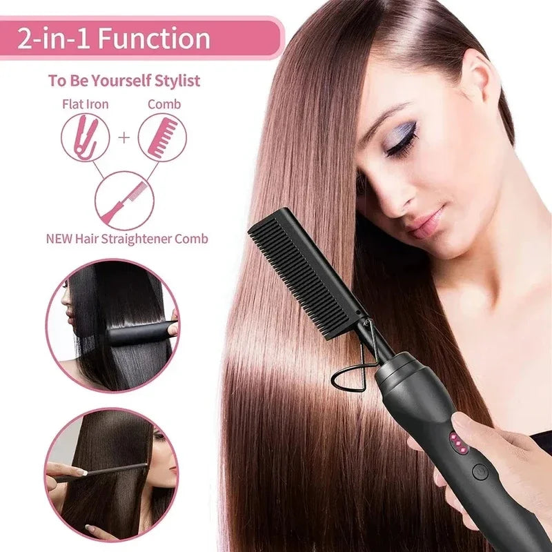 Portable Ceramic Hair Curler & Straightener