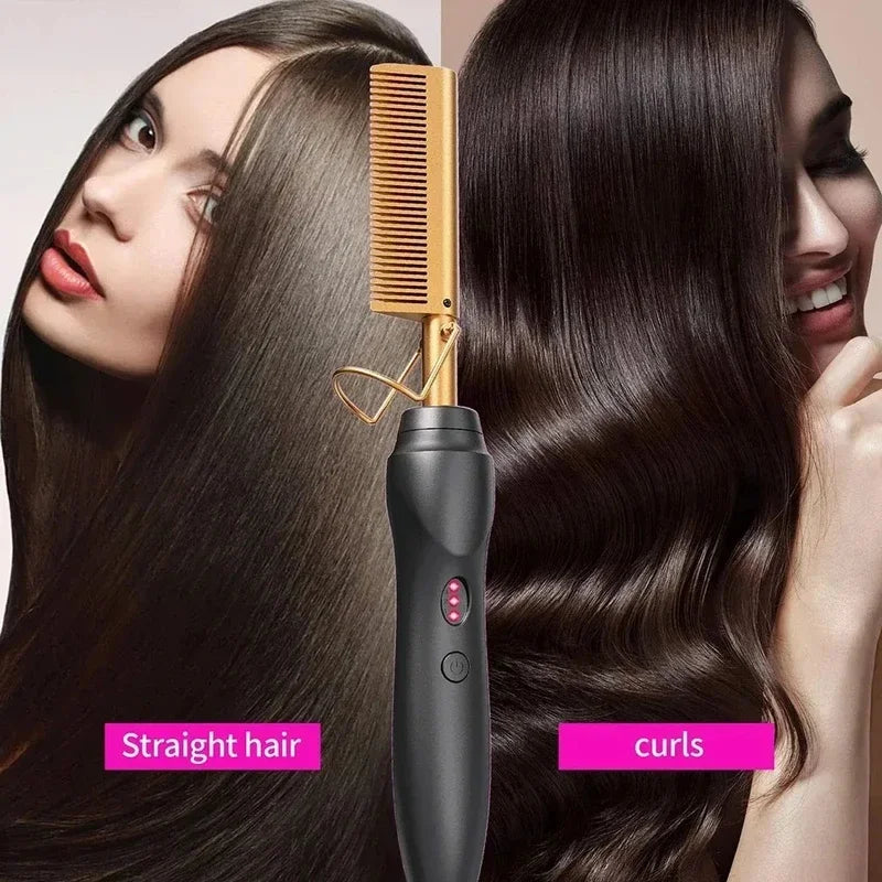 Portable Ceramic Hair Curler & Straightener